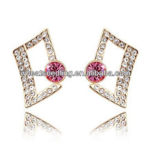 Dubai Jewelry Square Shape Ruby Crystal Stud Earrings Jewelry zywg_02012112633